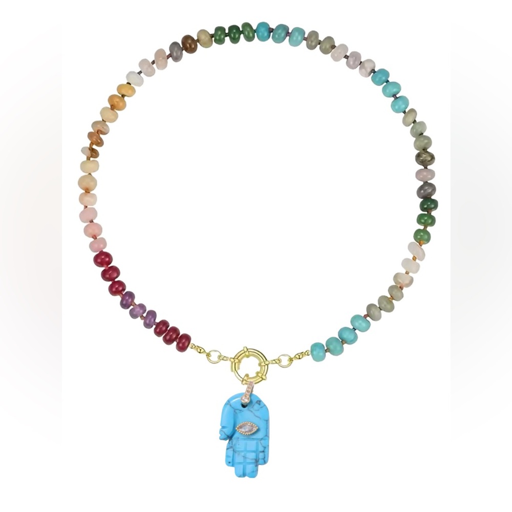 Theodosia Inspired Choker Necklace - Turquoise Charm - Semi-Precious Stones NWT!